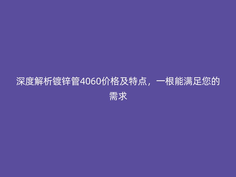 深度解析鍍鋅管4060價格及特點，一根能滿足您的需求